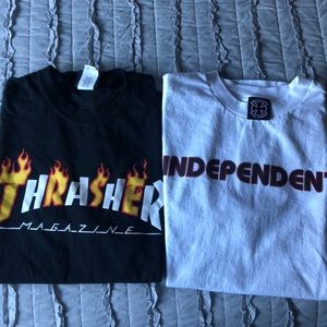 (2) Thrasher and Independent T-shirt